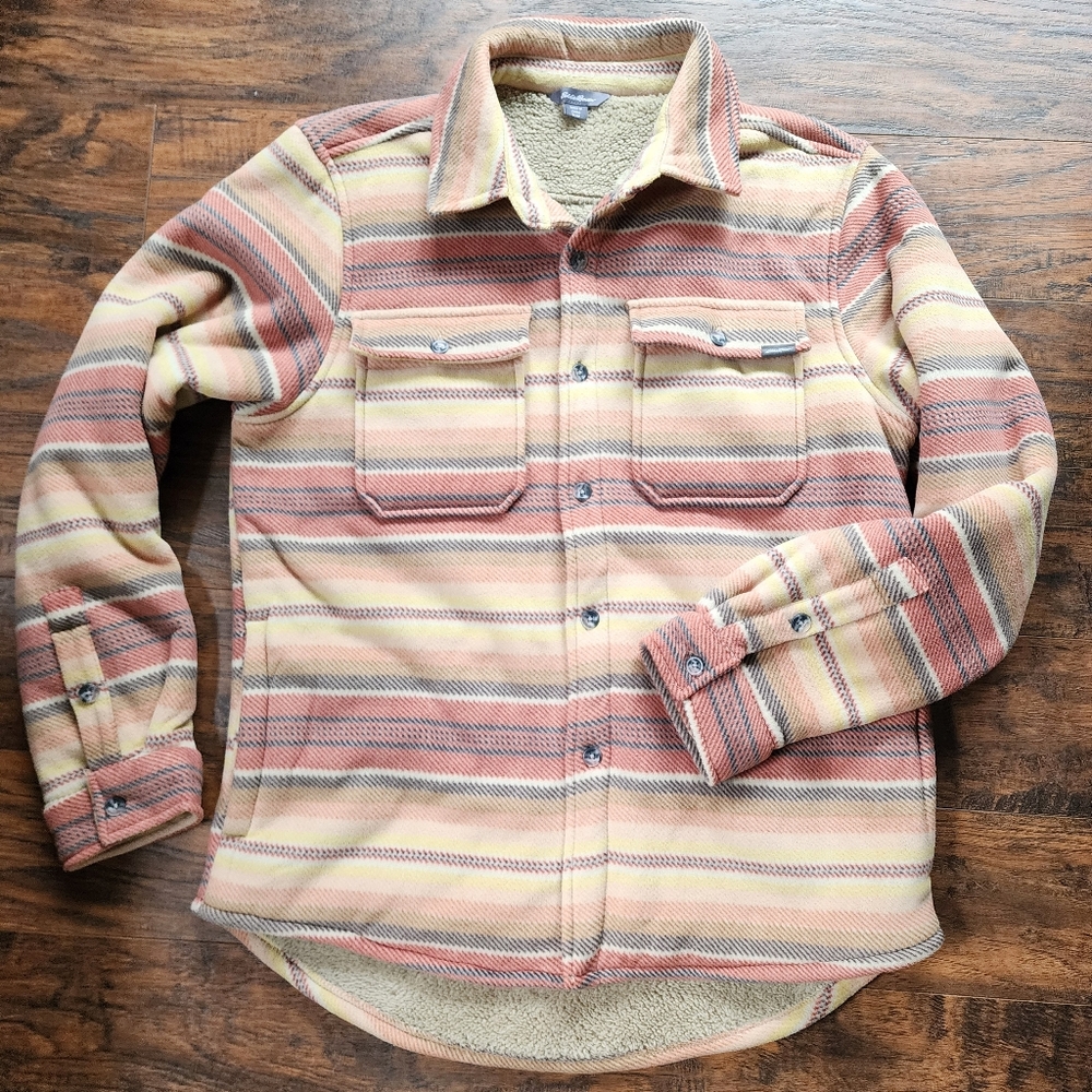Eddie Bauer Striped Sherpa Lined Fleece Jacket - Picture 2 of 16